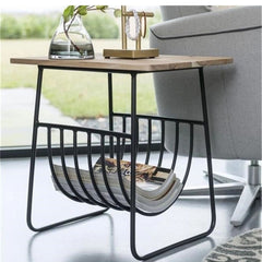 Metal side table with wooden surface – elegant modern design