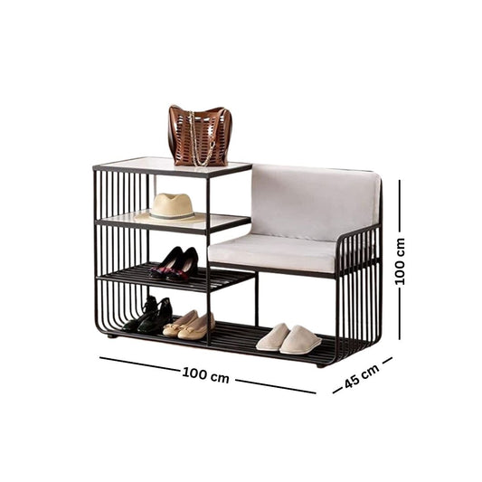 Metal shoe rack with marble surface – luxurious modern design