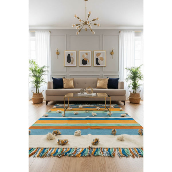 سجادة صوف طبيعي صناعة يدوية متعددة الألوان – موديل ROF-005