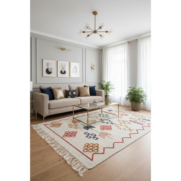 سجادة صوف طبيعي صناعة يدوية متعددة الألوان – موديل ROF-002