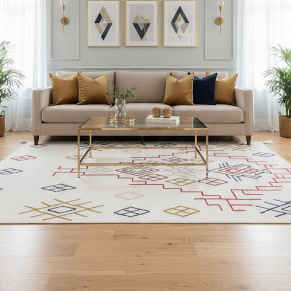 سجادة صوف طبيعي صناعة يدوية متعددة الألوان – موديل ROF-003