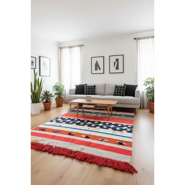 سجادة صوف طبيعي صناعة يدوية متعددة الألوان – موديل ROF-043