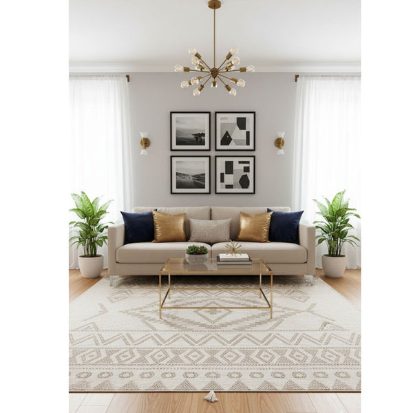 سجادة صوف طبيعي صناعة يدوية – لون كافيه – موديل ROF-015