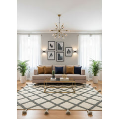 Natural Wool Handmade Rug – Off White and Gray Color – Model ROF-011