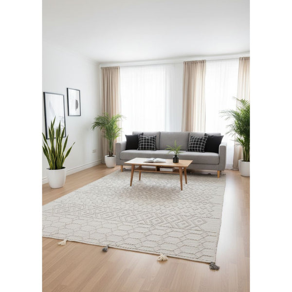 سجادة صوف طبيعي صناعة يدوية – لون رصاصي – موديل ROF-035