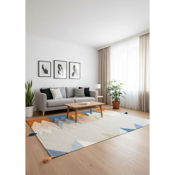 سجادة صوف طبيعي صناعة يدوية متعددة الألوان – موديل ROF-042