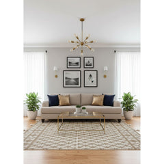 Natural Wool Handmade Rug – Off White and Dark Beige Color – Model ROF-016