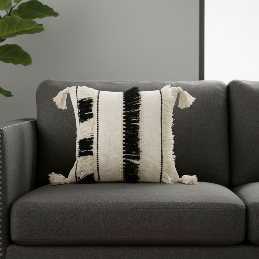 Natural Wool Cushion Fully Handmade – Cotton and Fiber Filling – Size 50×50 cm – Model ROF-091