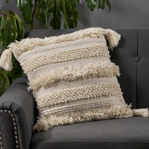 Natural Wool Cushion Fully Handmade – Cotton and Fiber Filling – Size 50×50 cm – Model ROF-085