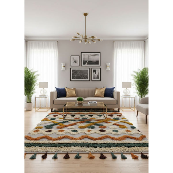 سجادة صوف طبيعي صناعة يدوية متعددة الألوان – موديل ROF-012