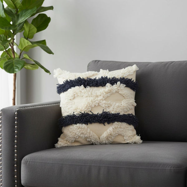 Natural Wool Cushion Fully Handmade – Cotton and Fiber Filling – Size 50×50 cm – Model ROF-092