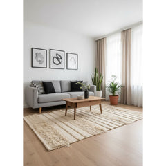 Natural Wool Handmade Rug – Light Beige Color – Model ROF-051
