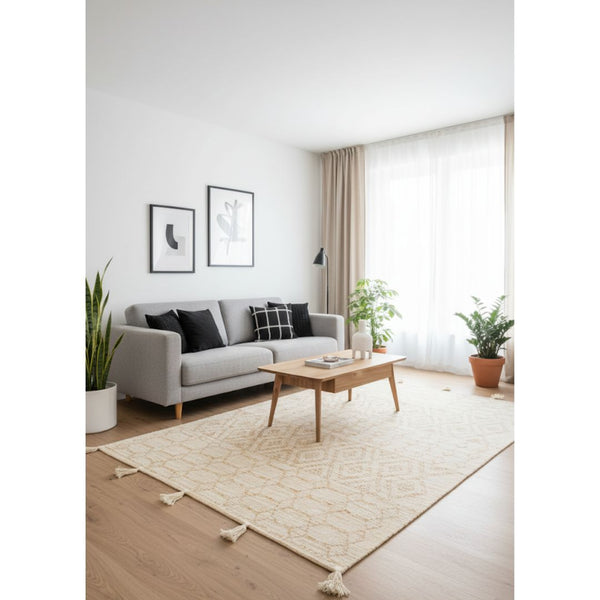 سجادة صوف طبيعي صناعة يدوية – لون كافيه – موديل ROF-033