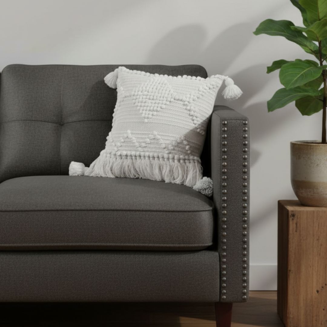 Natural Wool Cushion Fully Handmade – Cotton and Fiber Filling – Size 50×50 cm – Model ROF-087