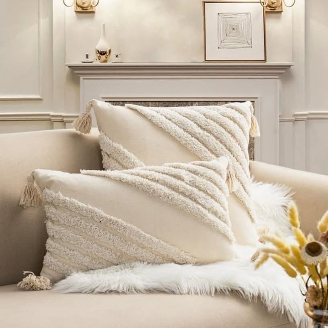 Natural Wool Cushion Fully Handmade – Cotton and Fiber Filling – Size 50×50cm – Model Rof-105