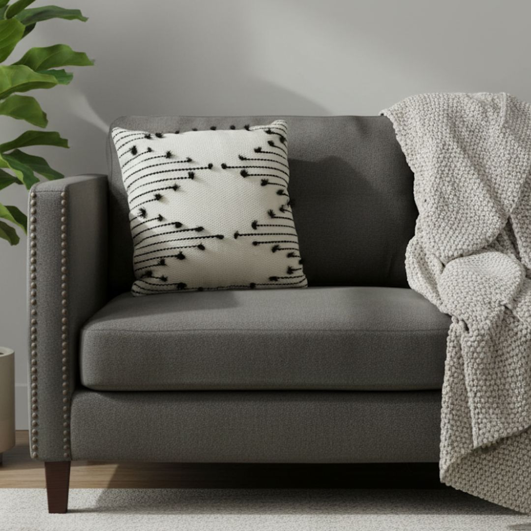 Natural Wool Cushion Fully Handmade – Cotton and Fiber Filling – Size 45×45 cm – Model ROF-081