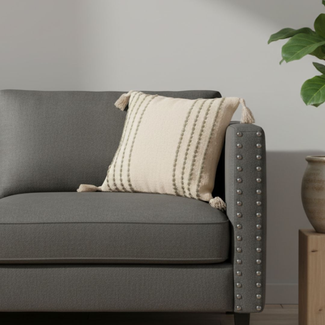 Natural Wool Cushion Fully Handmade – Cotton and Fiber Filling – Size 50×50cm – Model Rof-101