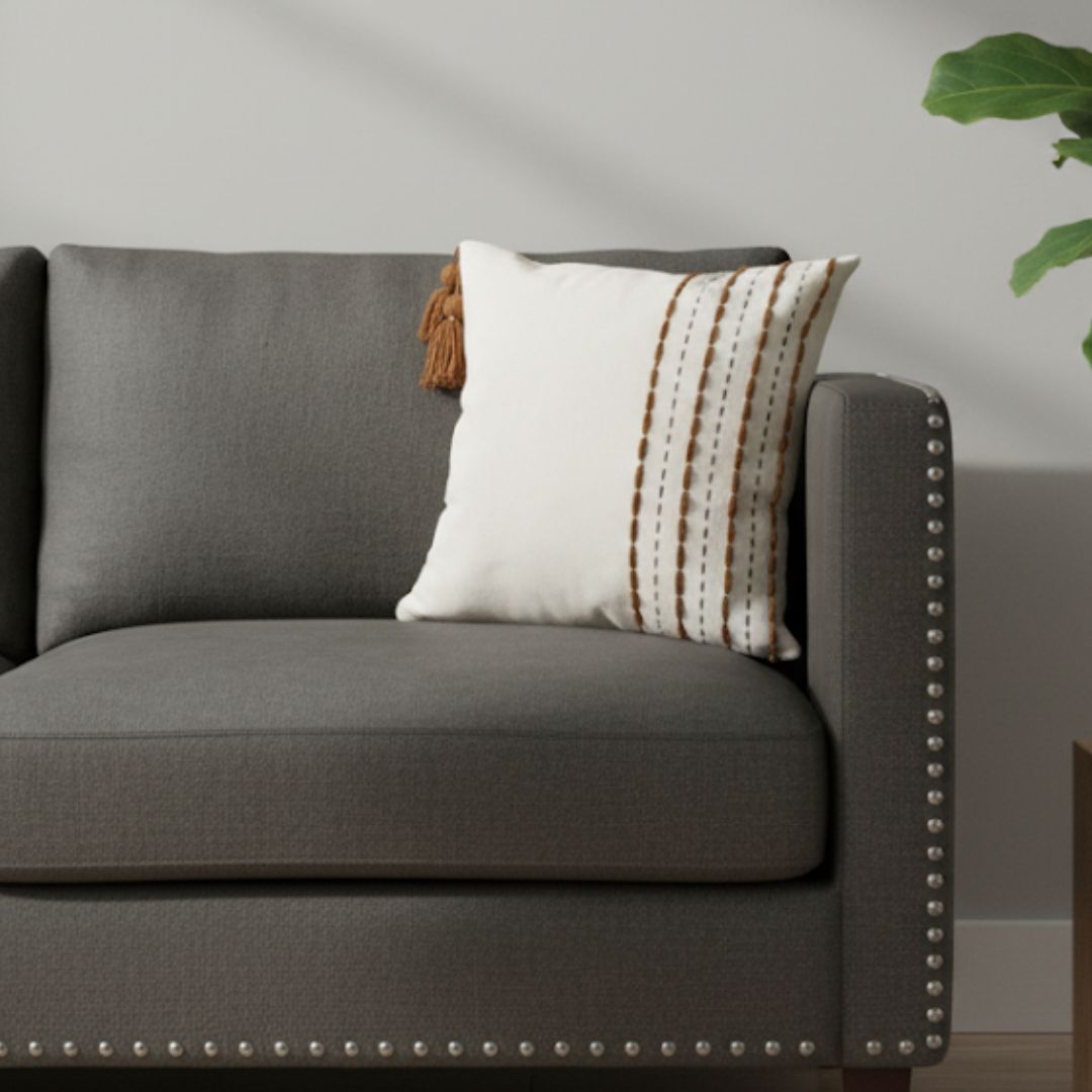 Natural Wool Cushion Fully Handmade – Cotton and Fiber Filling – Size 50×50cm – Model Rof-103
