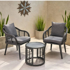 Rattan Chanel set, 2 chairs and a table