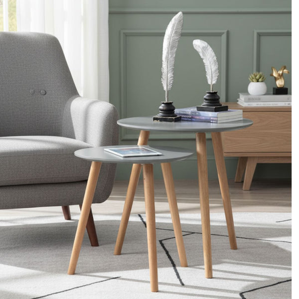 طقم ترابيزات جانبية خشب MDF وأرجل موسكي بدهان دوكو + أوستر – موديل CHW-081