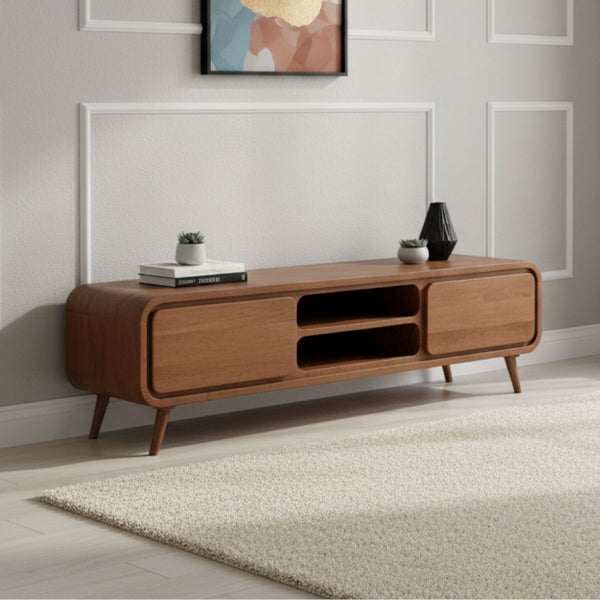 Wooden TV unit with natural Arrow veneer counter – Model CHW-151 from Oscar Furniture