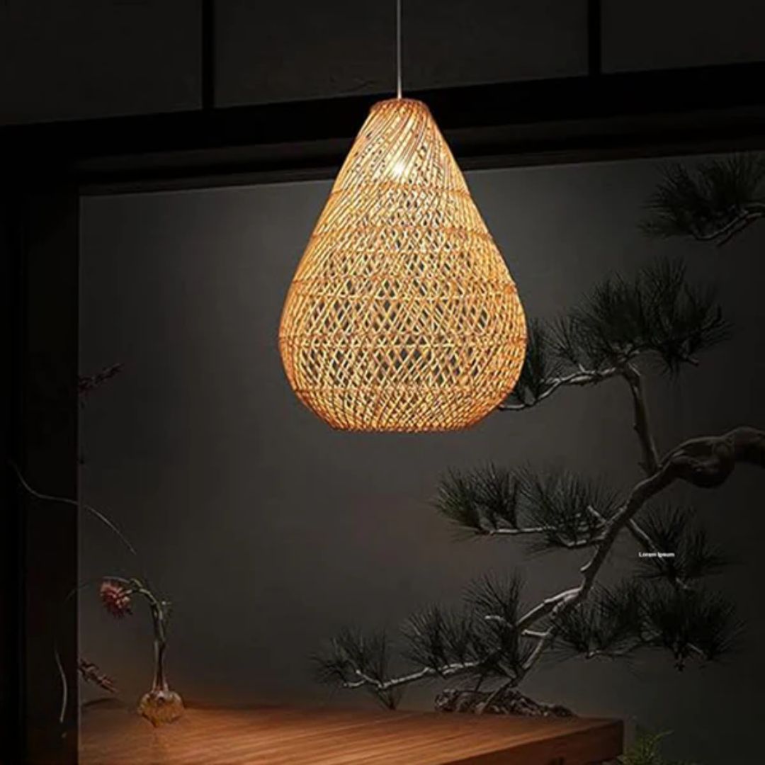 Natural Bamboo Chandelier 40x40cm - HOB-031