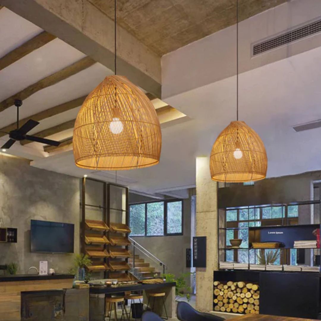 Natural Bamboo Chandelier 30x30cm - HOB-030