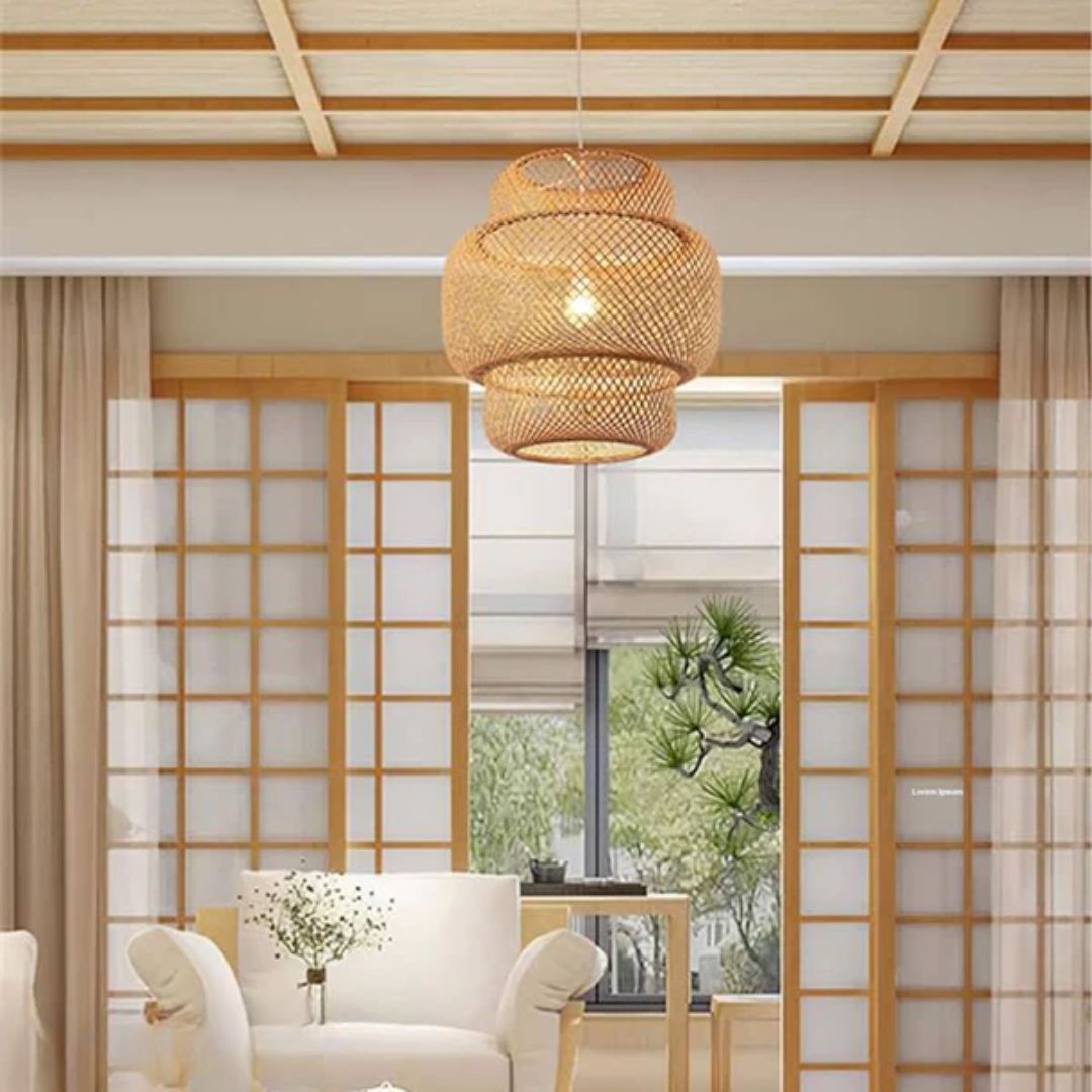 Natural Bamboo Chandelier 50x50cm - HOB-021
