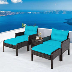 Pop rattan set 2 chairs, 2 poufs and table -OS-Rt-066