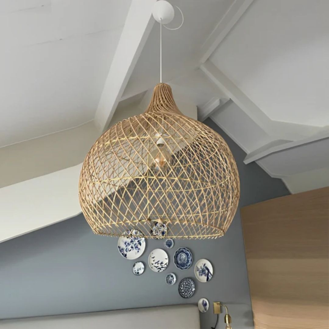 نجفة بامبو طبيعي أنيقة بتصميم عصري