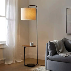 Elegant and luxurious metal floor lamp with a wooden base