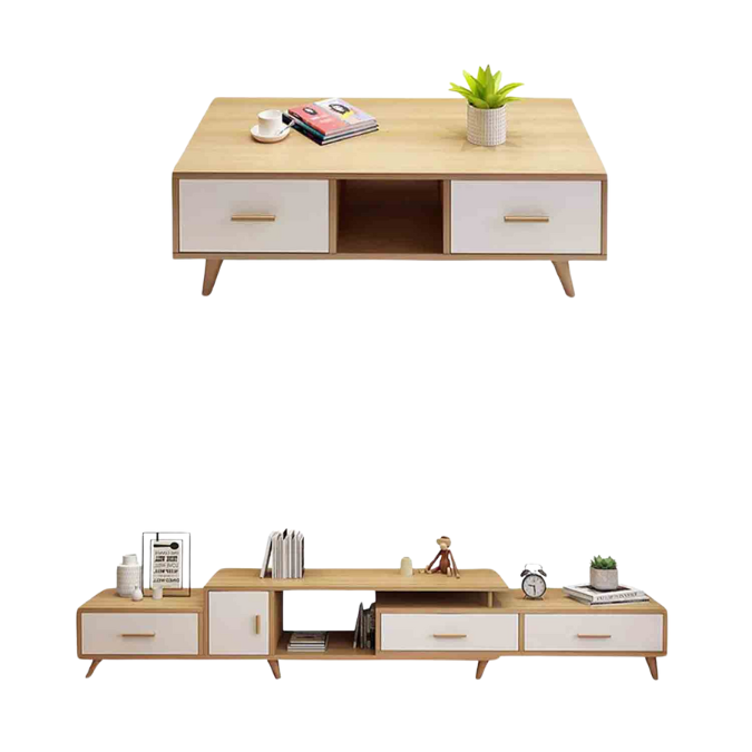 Paulus MDF wood coffee table and TV table set