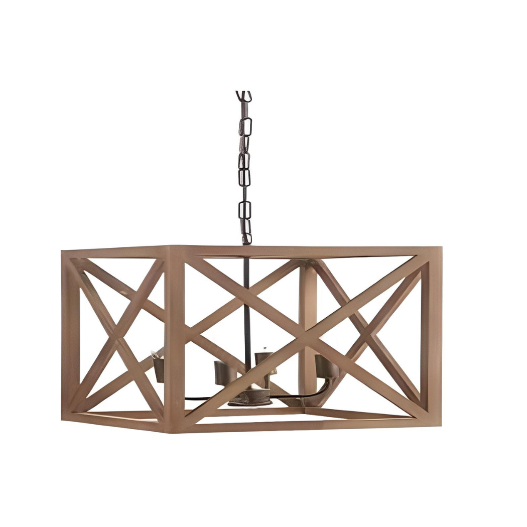 Natural Wood Chandelier with Reddish Brown Paint – Model SKN-035 from Oscar Furniture