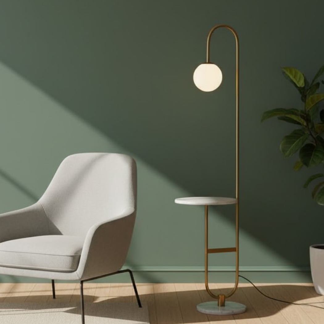 Luxury modern design stainless steel lamp with Carrara marble base - Model ZSL-011