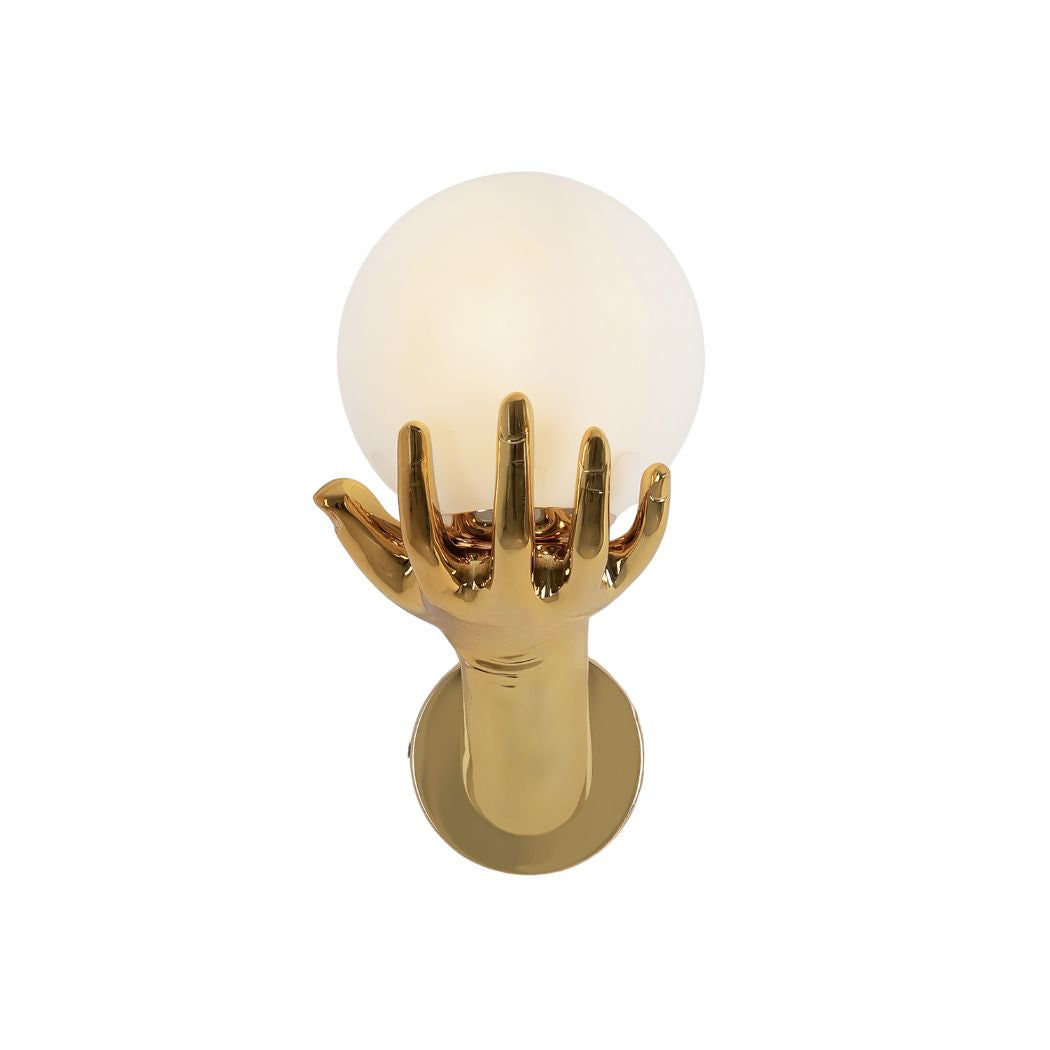 Golden wall applique made of fiberglass and glass model WDD-061 – a luxurious artistic touch from Oscar Furniture