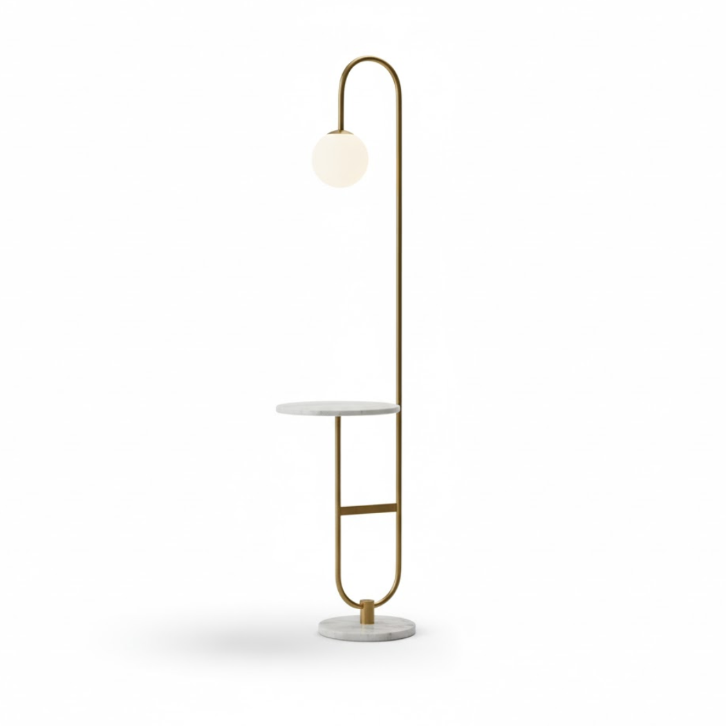 Luxury modern design stainless steel lamp with Carrara marble base - Model ZSL-011