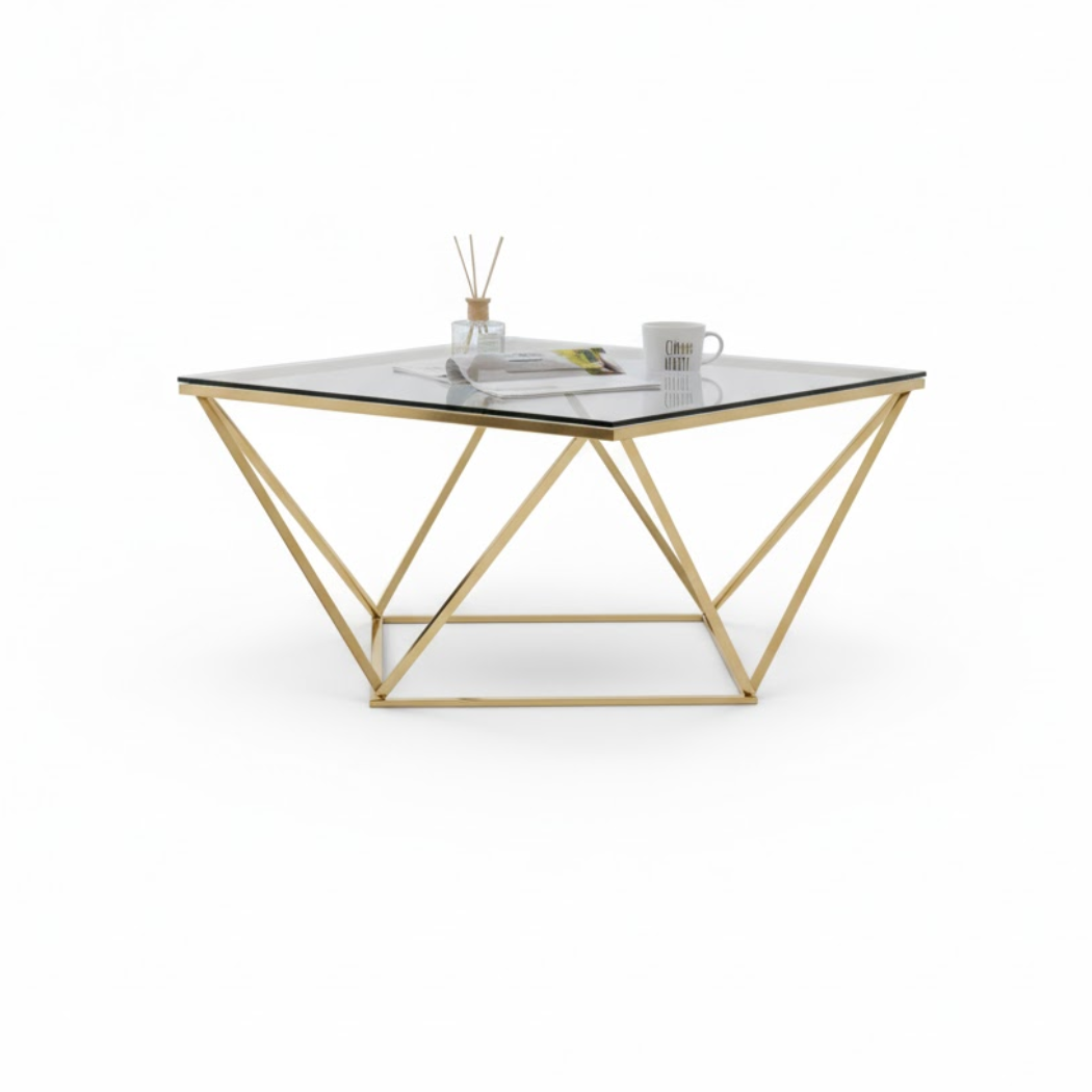 Steel Coated Coffee Table – 6 mm Transparent Glass Top – Elegant Modern Design – Model ZSL-035