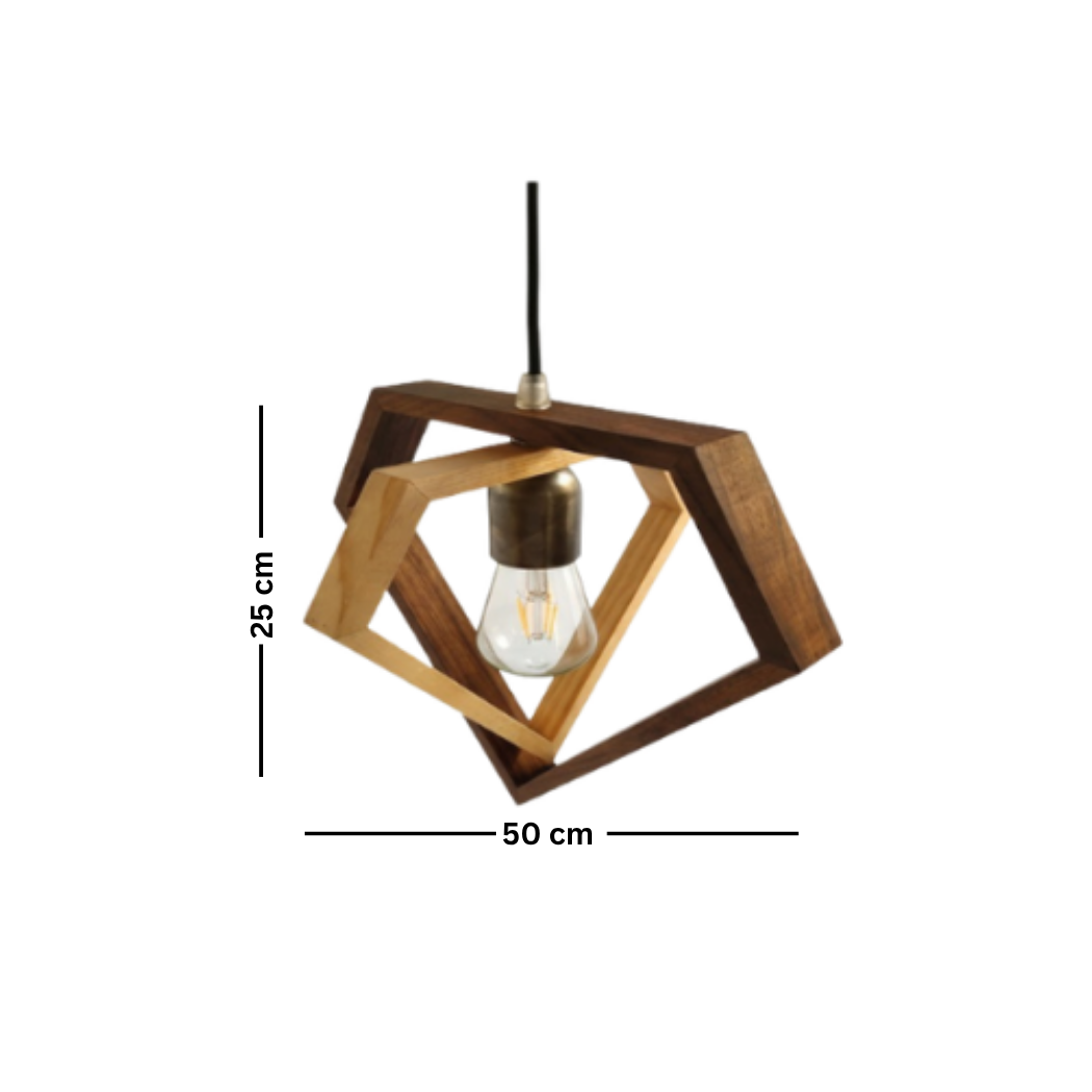 Single Double-Interior Ceiling Pendant Natural Wood Transparent Insulating Coating + Reddish Brown – Model SKN-042 from Oscar Furniture