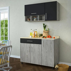 Two-piece kitchen with wood countertops and MDF wood - KYN-004