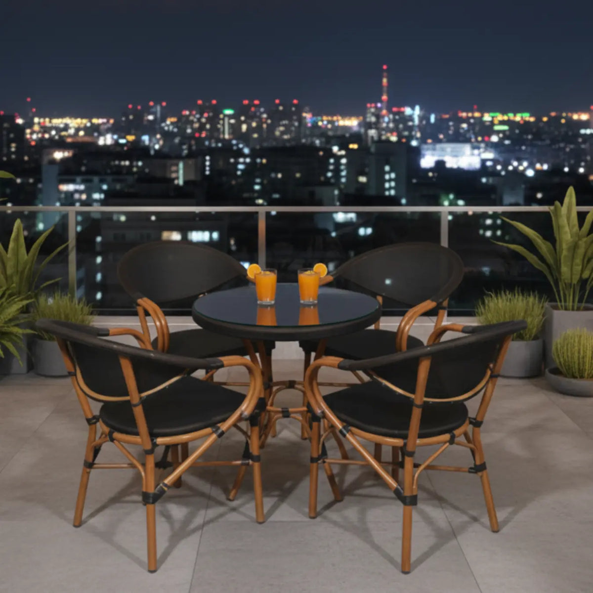 Imported Mesh Outdoor Dining Set 4 Chairs and Table