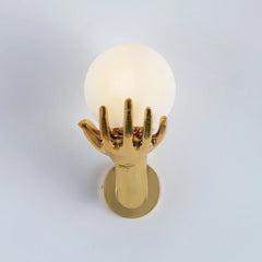 Golden wall applique made of fiberglass and glass model WDD-061 – a luxurious artistic touch from Oscar Furniture
