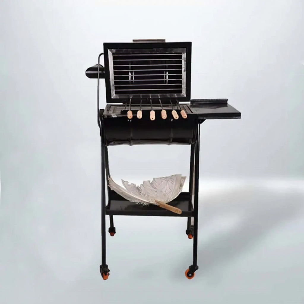 Charcoal grill with side rack - perfect for outdoor family gatherings