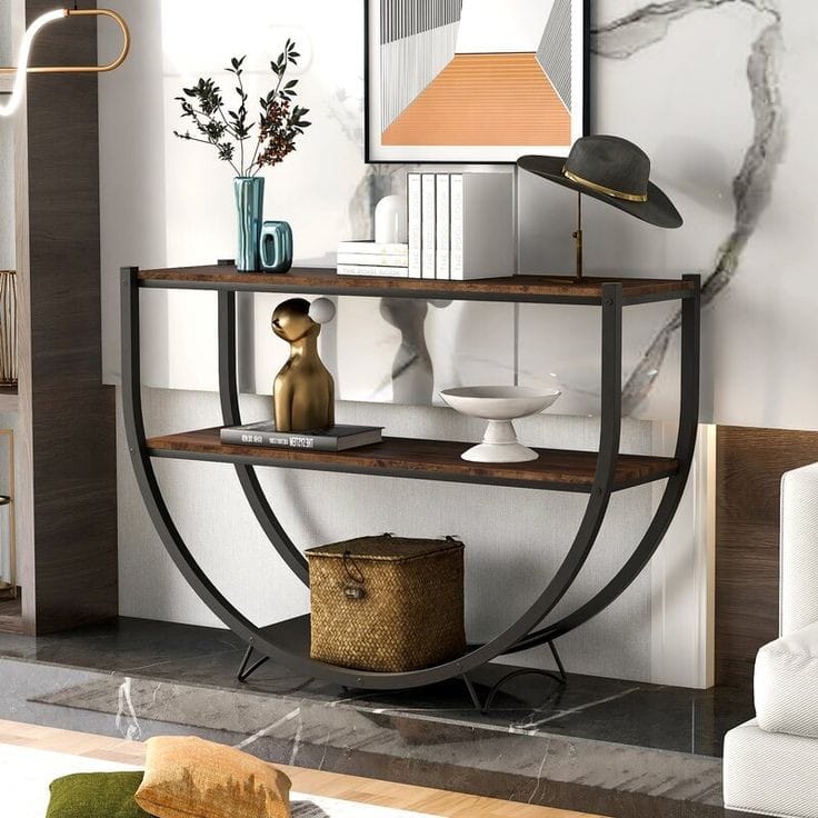Metal console with wooden top – luxurious modern design
