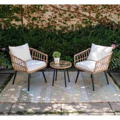 Sydney Balcony Set Small Modern Wicker for Narrow Spaces with Elegant Table