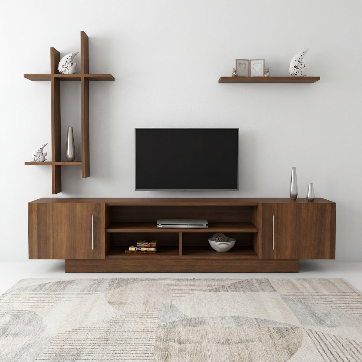 ترابيزة تليفزيون مع وحدات اضافية خشب MDF عالي الجودة - HFS-007