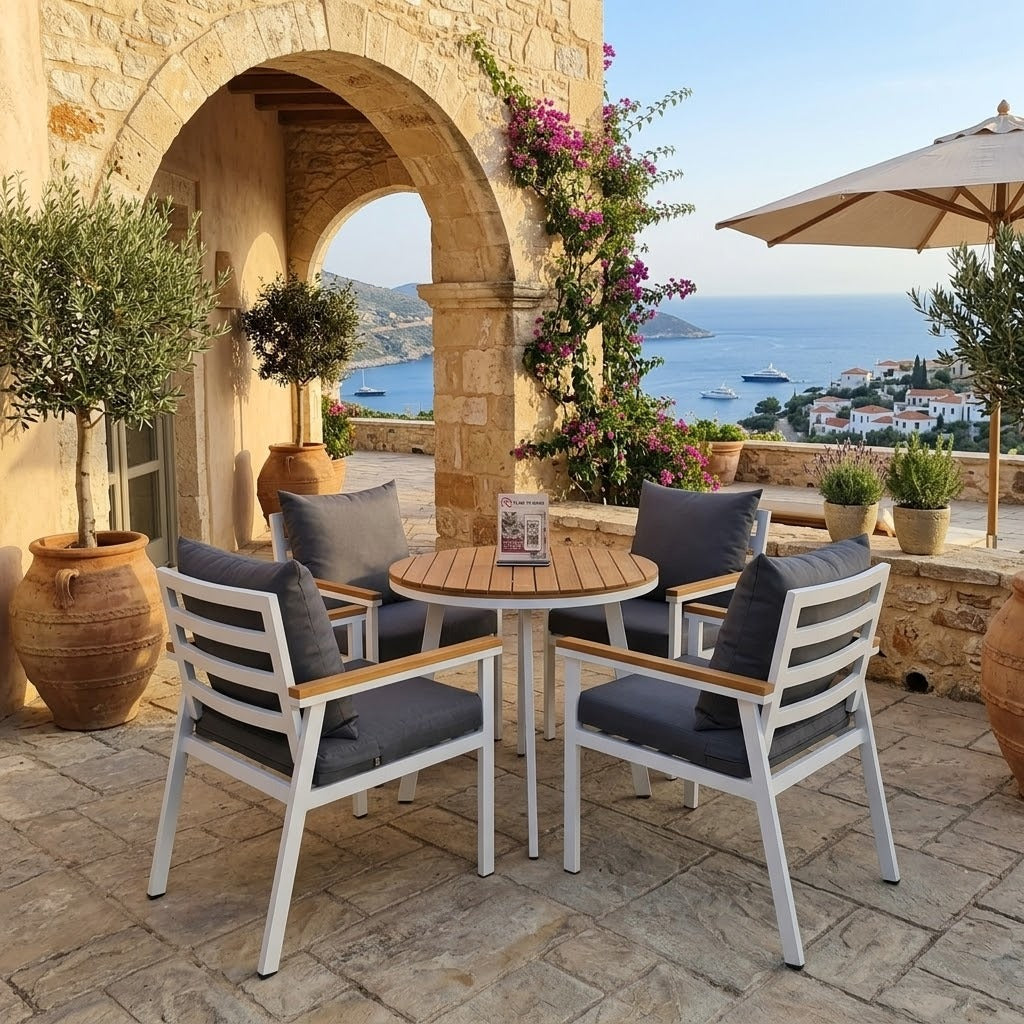 Aluminum dining set 4 chairs and table - OS-323