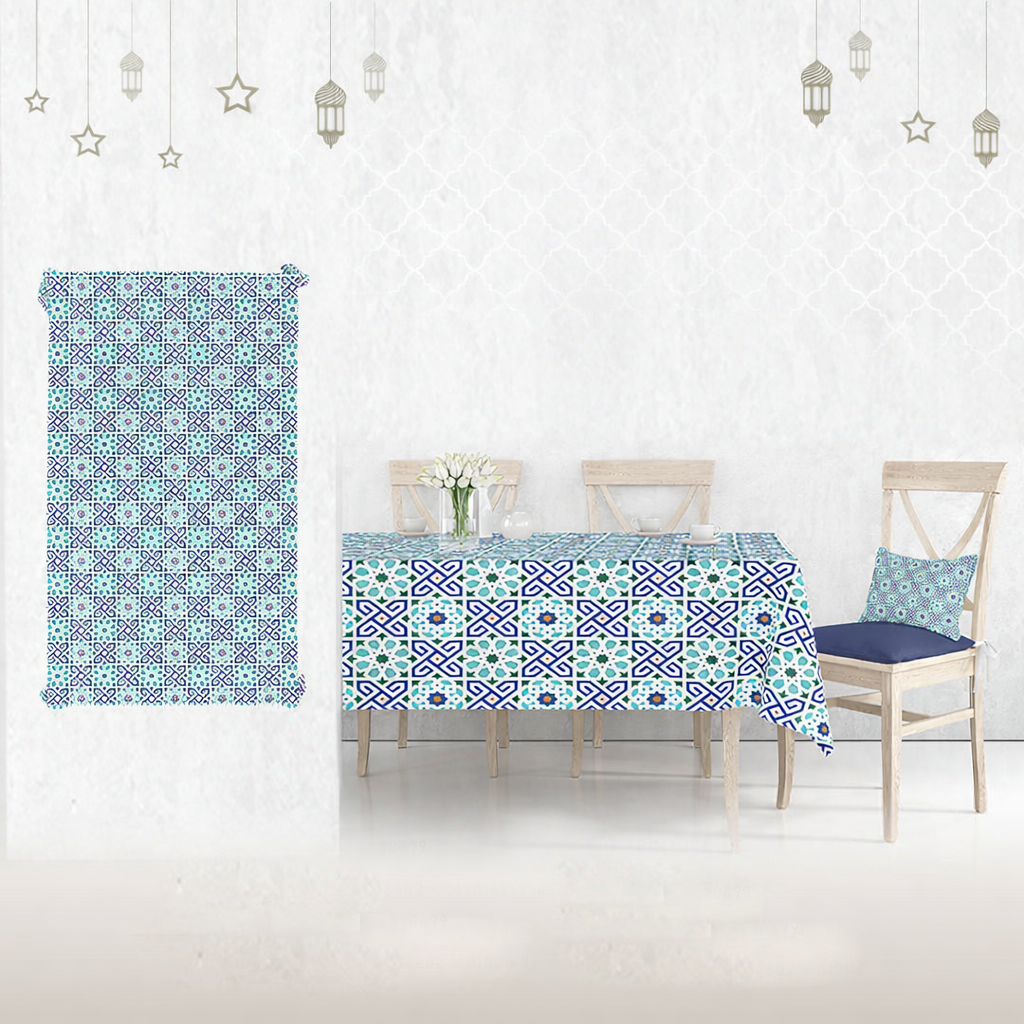 Ramadan Dining Tablecloth 250×145 cm Velvet Sabia Imported – Luxurious Design for Ramadan Gatherings | OS-RAM-076