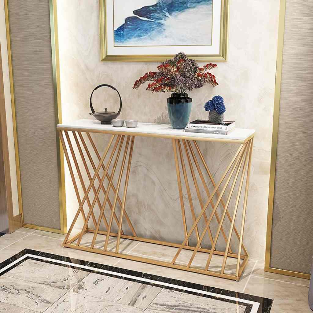 Modern console with painted iron materials and Carrara marble – Elegant design