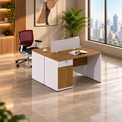 Spanish MDF double wood workstation - CEM-003