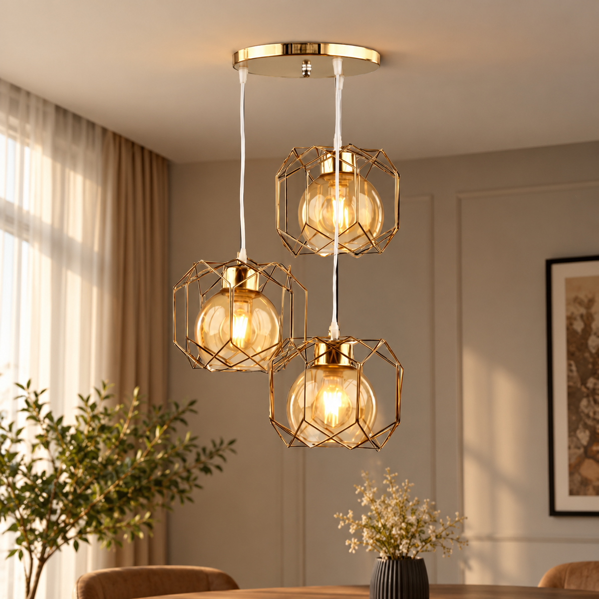 Modern aluminum chandelier with a perfectly designed space